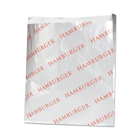 Bagcraft FOIL SINGLE-SERVE BAGS, 6in X 6.5in, SILVER, HAMBURGER DESIGN, 1000PK 300527